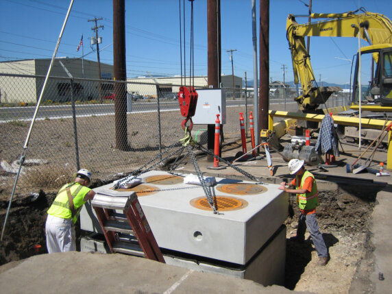 Newterra's StormwateRx product being installed in the ground