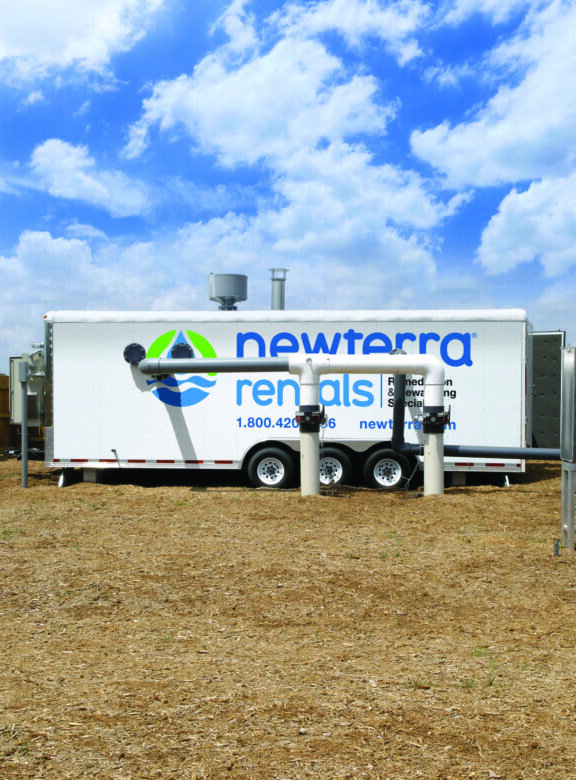 Newterra rentals trailer with a soil vapor extractor system connected to the trailer