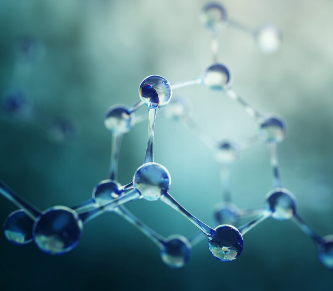 3d illustration of molecule model. Science background with molecules and atoms