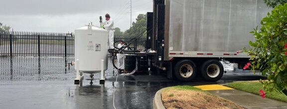 Newterra Carbon Exchange System in parking lot changing carbon